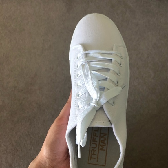White Canvas Lace-up Sneakers - Picture 5 of 5